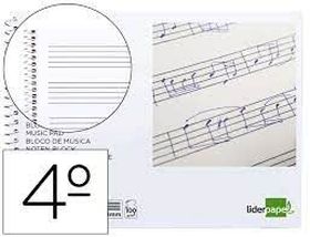 BLOC PENTAGRAMAS 4MM CUADERNO 4º/A5 20H 100G BLOCK LIBRETA CUARTO