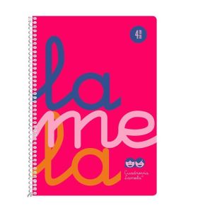 CUADERNO ESPIRAL 4º/A5 4MM FLUOR PP ROSA LAMELA LIBRETA CUARTO