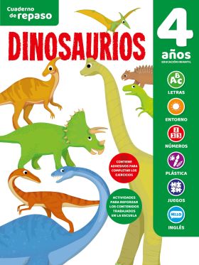 DINOSAURIOS CUADERNO DE RESPASO 4 AÑOS + POSTER BRILLA EN LA OSCURIDAD