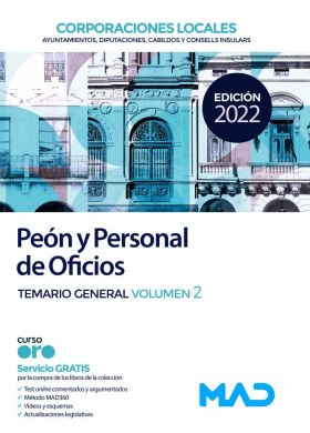 TEMARIO VOL. 2 PEON Y PERSONAL DE OFICIOS DE CORPORACIONES LOCALES 2022