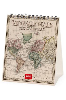 DESK CALENDARS - 2025 DESK CALENDAR - VINTAGE MAPS - 12X14,5 - MAPS LEGAMI