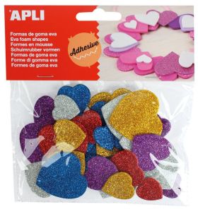 BOLSA FORMAS GOMA EVA ADHESIVA CORAZON COLORES