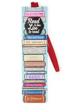 PUNTO DE LIBRO CON ELASTICO - READ TO LIVE, LIVE TO READ