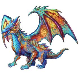 ANIMAL WOOD PUZZEL DRAGON AQUAMARINE