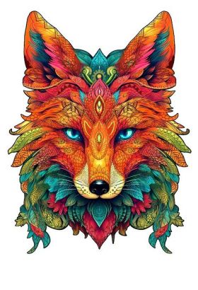 ANIMAL WOOD PUZZEL FOX AQUAMARINE