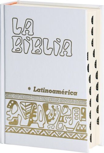 LA BIBLIA LATINOAMÉRICA [BOLSILLO] CARTONÉ BLANCA, CON UÑEROS