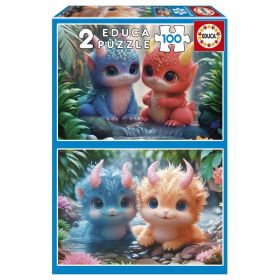 PUZZLE 2X100 MONSTRUOS ADORABLES FS EDUCA
