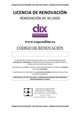 DIX 0, 1 y 2. Renovación de 30 USOS