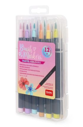 SET OF 12 BRUSH MARKERS - BRUSH MARKERS - PASTEL COLOURS LEGAMI